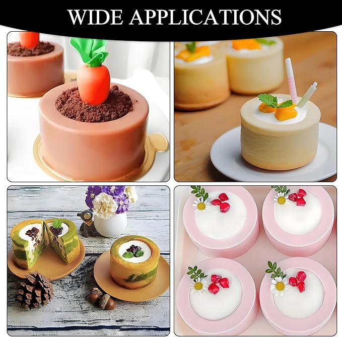 Large Mousse Chocolate Silicone Molds, 6-Cavity Round Ice Shot Glass Molds for Ice Shot Glass Cookie Candy Dessert Pudding Dessert Pan