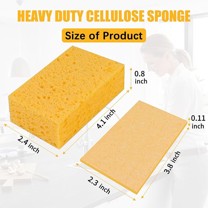 Kitchen Sponges, 12-Count Cellulose Sponges, Durable Dish Sponge for Cleaning, Cleaning Scrub Colored Sponge, Multiple Use for Dishes Washing, Compressed Packaging
