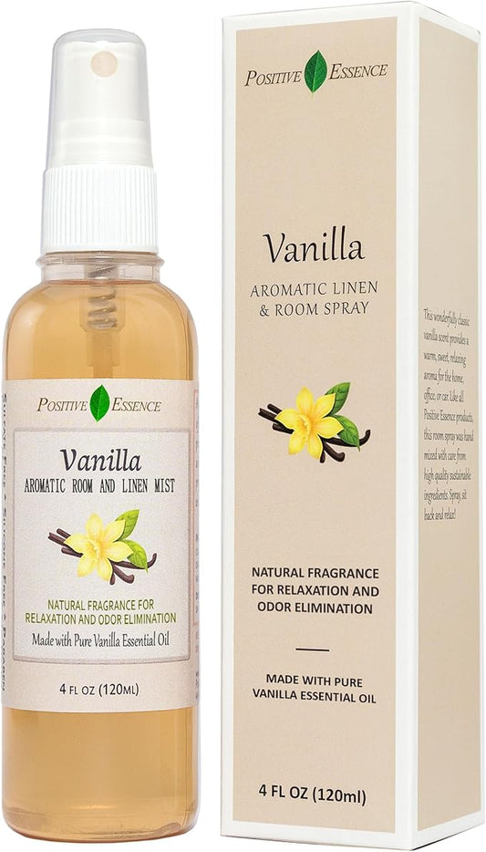 Vanilla Linen and Room Spray, Natural Home Fragrance Made with Pure Vanilla Essential Oil, Perfect Bathroom Air Freshener or Linen Spray