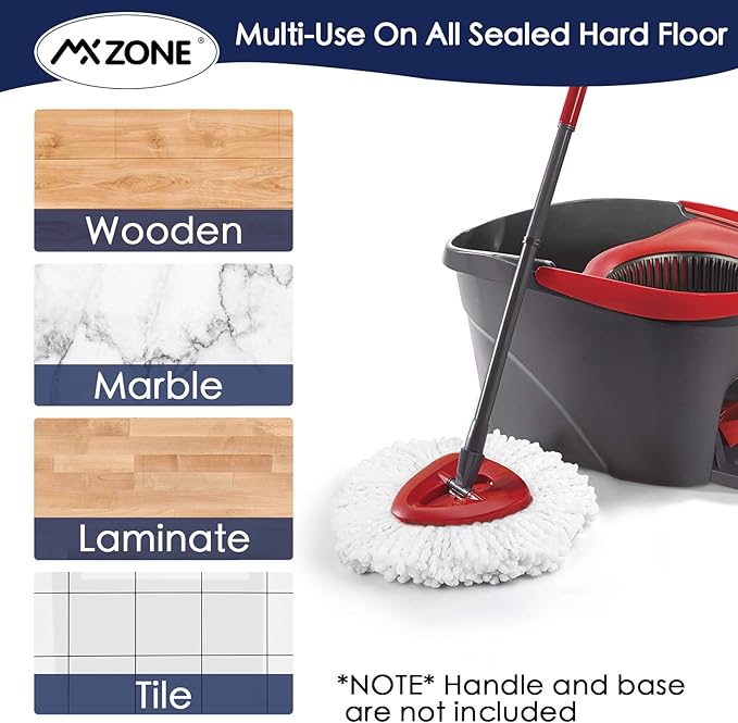 Mop Replacement Heads Microfiber O Ceda Spin Mop Refill Compatible with Spinning Mop, Easywring Mop Replace Head, White, 3 Packs