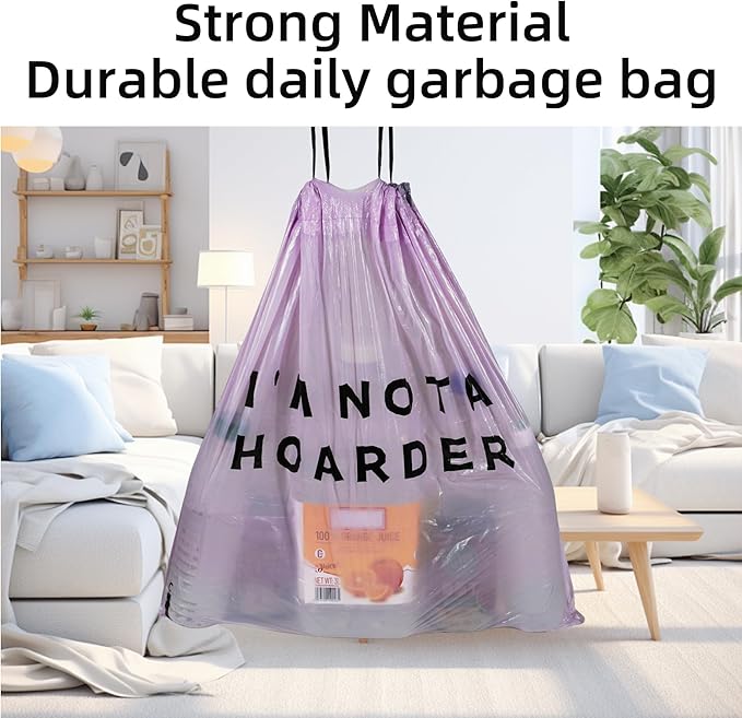 13 Gallon Trash Bags Drawstring, 50 Count Tall Kitchen Trash Bags, Sturdy Large Trash Bags, Not Hoarder Printed Garbage Bags 13 Gallon Tall Kitchen, Tear Resistant Kitchen Garbage Bags for Kitchen
