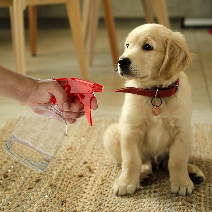 Juvale Spray Bottles for Cleaning & Hair Care - 16 oz, Clear & Red, 6-Pack - Plastic Spray Bottles Adjustable Nozzle Mist & Stream - Refillable Plant Sprayer