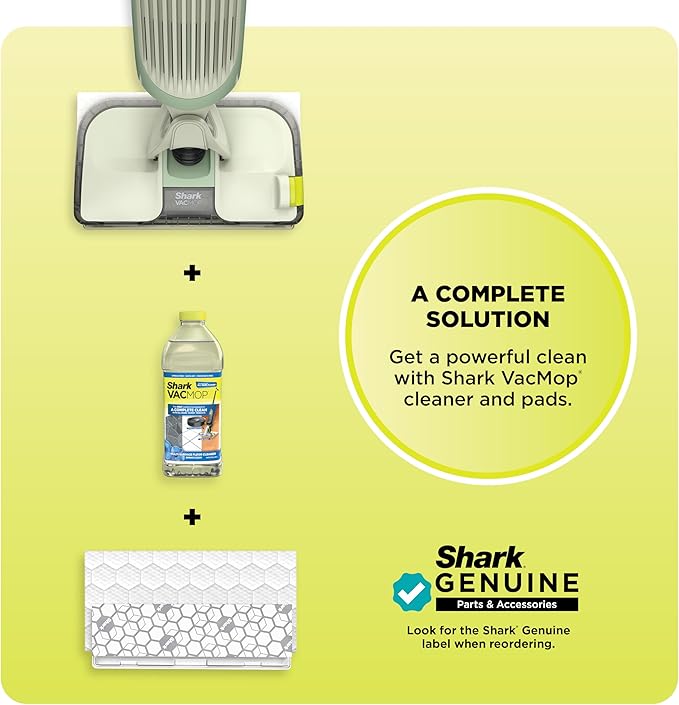 Shark VACMOP Cordless Hard Floor Cleaner, Vacuum and Spray Mop, Powerful Suction, Lightweight, LED Headlights, Includes 4 Disposable Pads, 12oz Multi-surface Cleaning Solution, Lime Green, VM252GN