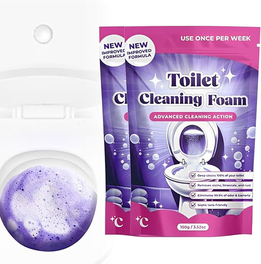 2pcs Toilet Cleaner, Toilet Bowl Cleaner Toilets Cleane, Self Activating Powder for Toilets Bowls Cleaning, Powerful Foaming Toilets Bowls Cleaner, Deep Cleaning (2, Blue) (2, Purple)