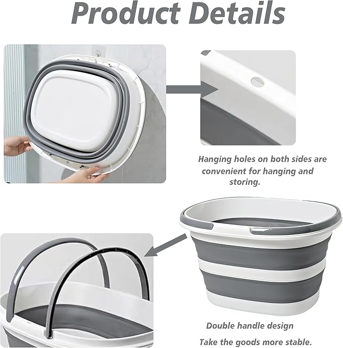 AGH 16L(4.2 Gallon) Collapsible Mop Bucket with Handle for Cleaning,Silicone Square Mopping Bucket for Storage Foldable Tub for Cleaning Large Silicone Pop Up Buckets for Car Washing or Camp.1Pack