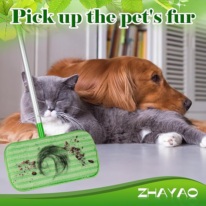 Reusable Pads Compatible with Swiffer Sweeper Mops, 2 Pack Washable Microfiber Floor Pad Refills, Wet and Dry Flat Cover for Surface/Hardwood Floor Cleaning (Mop Not Included)