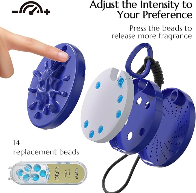 Car Air Freshener Hanging Essential Oil Diffuser with Bead Release Design, 40+ Days Long Lasting Scent for Men & Women, 7 Original + 14 Refills for Car/Home/Office, Ocean