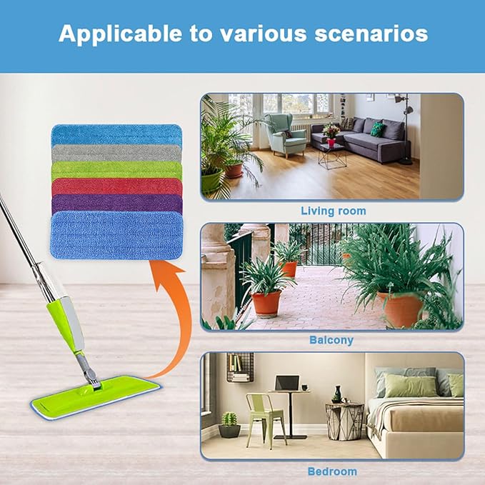 Microfiber Mop Pads, 18 Inch Mop Cleaning Pads Fit Wet Dry Wood Floor Mop with 6 Pcs Washable Pads, Reusable Replacement Mop pads for Floor (Gray))