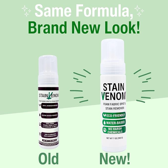 Foam Multi-Use Laundry and Fabric Stain Remover - 7 oz Bottle - Free From PFAAS, PFOS, PFOA, VOC’s, And 1,4 Dioxane- Works On Fresh Pet Stains, Red Wine, Blood, Lipstick, Motor Oil, Coffee