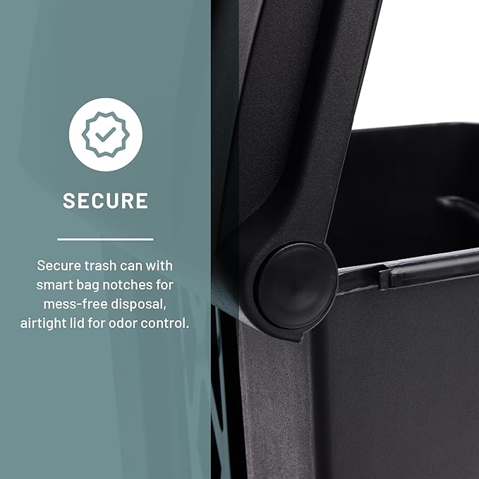 Safco Plastic Step-On Trash Can for Hands-Free Disposal, Great for Home and Commercial Use, 12 Gallon, Black (9925BL)