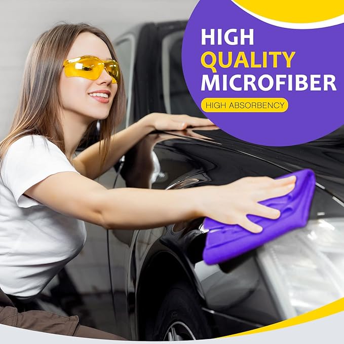 Nuenen Microfiber Cleaning Cloths for Cars 16 x 16 Inch Ultra Absorbent Car Towels Drying Reusable Cleaning Supplies House Kitchen Window Microfiber Towel(Purple,60 Pcs)