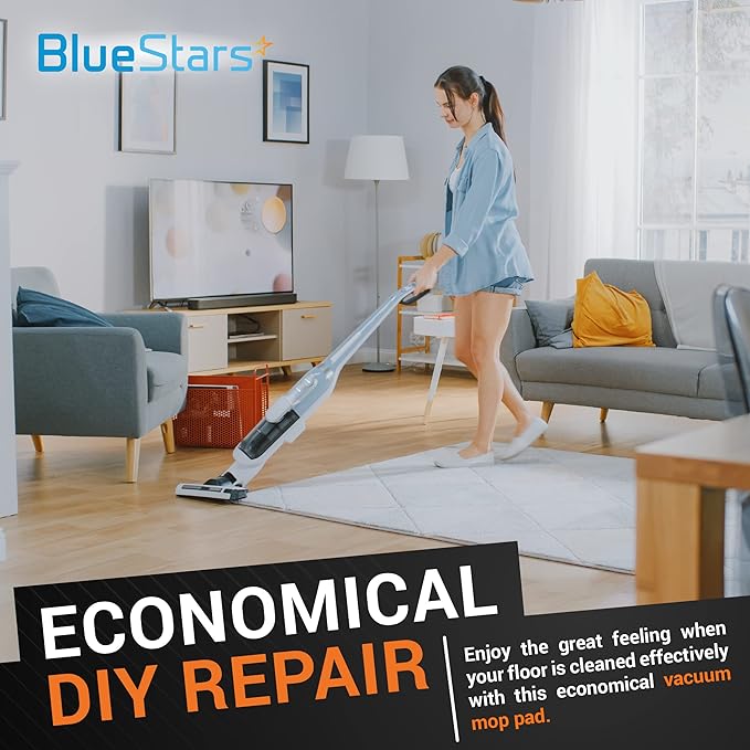 BlueStars 6 Pack 2124, 2039A, 2307, 23157, 20391, 20399 Replacement 2124 Mop Pads Heavy Scrub Compatible with Bissell Spinwave Hard Mop Cleaners (Orange) - Easy to Install - Washable & Reusable