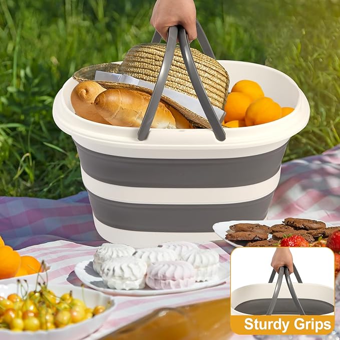 Large Collapsible Bucket for Cleaning or Organzier, 4.2 Gallon (16L) Cleaning Mop Bucket with Handle, Portable Water Bucket for Mopping, Car Washing, Laundry Storage, Camping, Fishing, Space Saving