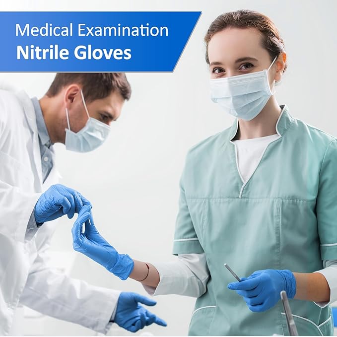 Schneider Nitrile Exam Gloves, Blue, 4 mil, Powder-Free, Latex-Free, for Medical Exam, Cleaning and Food Prep, Non-Sterile