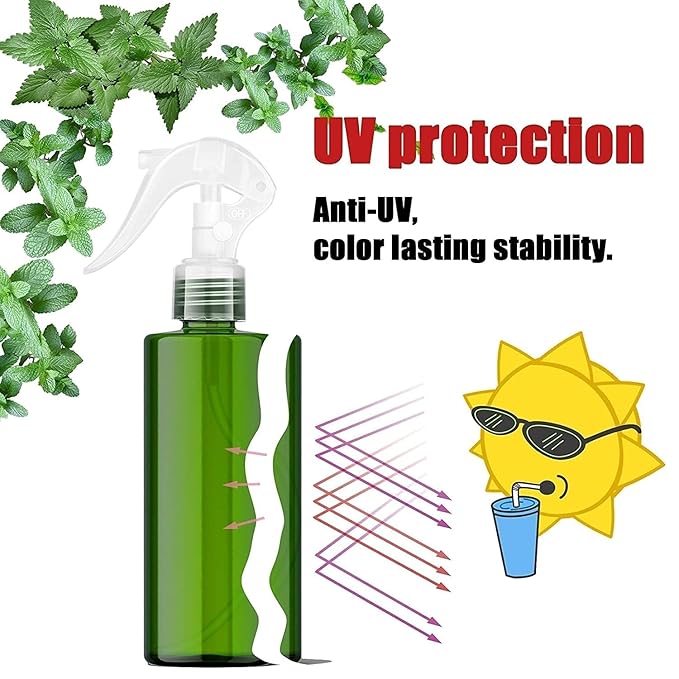 Spray Bottle For Hair - (7oz/2 Pack)-Premium Leak-Proof Travel Bottles - UV Protection Plastic Spray Bottle For Hair - Multi Purpose use Durable （Green）