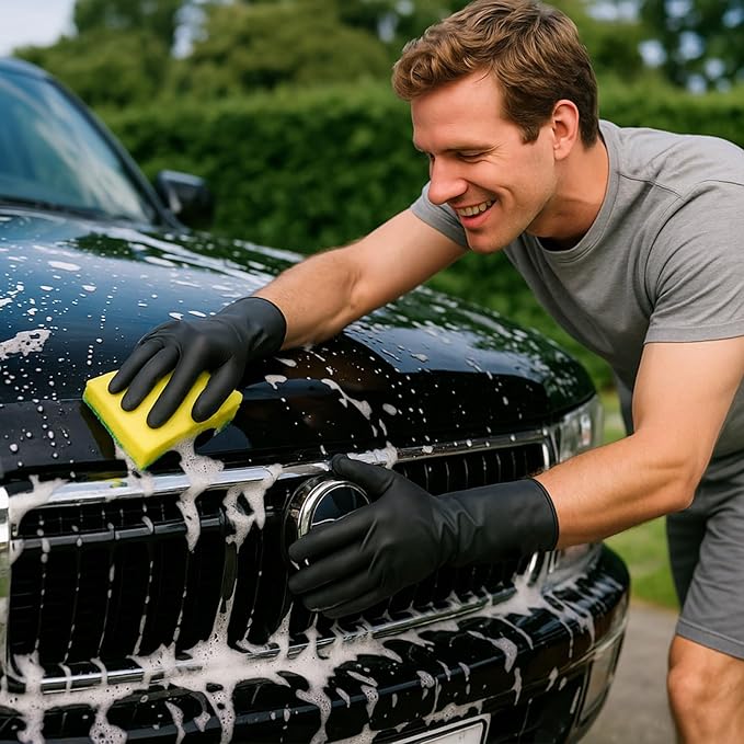 Rubber Dishwashing Gloves for Kitchen 4 Pairs Cleaning Household Dish Washing Reusable & Waterproof Latex Glove(Medium)