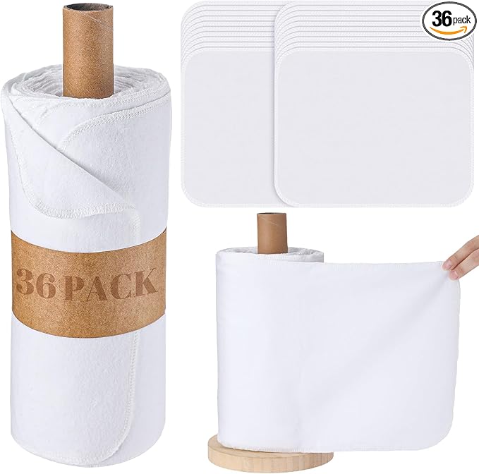 36 Pack Reusable Cleaning Cloths Washable Cotton Kitchen Towels for Home(Classic Style,White)