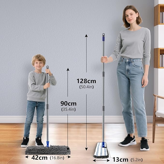 Masthome Microfiber Mops for Floor Cleaning,Dust Mop with 4 Reusable Pads,Flat Flip Mops for Wet & Dry Use,Professional Microfiber Mop for Hardwood, Laminate,Tile Floor Cleaning-1 Scraper