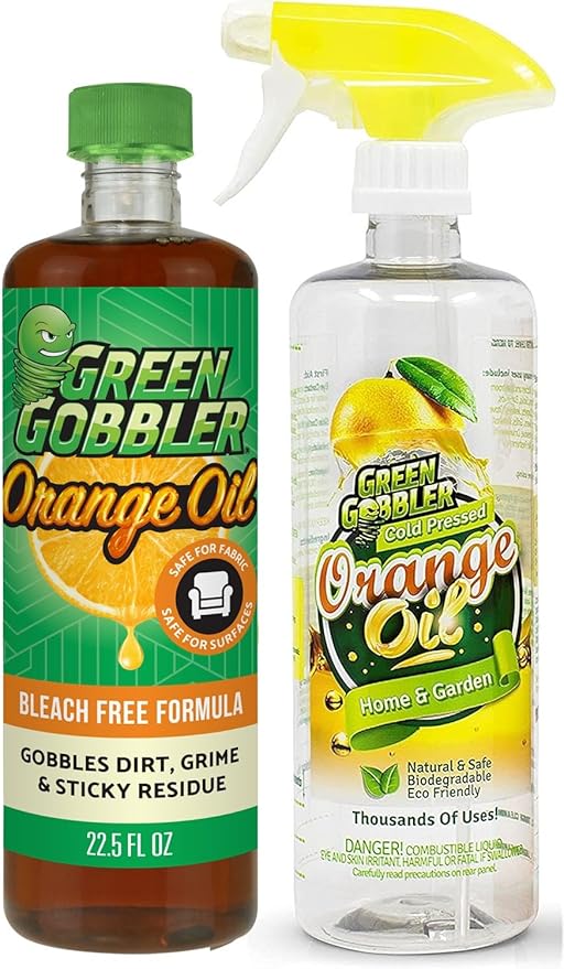 Green Gobbler Cold Pressed Concentrated Orange Oil for Home and Outdoor Multi-Purpose Cleaning- Hundreds of Uses, 32 oz With Spray Bottle Included