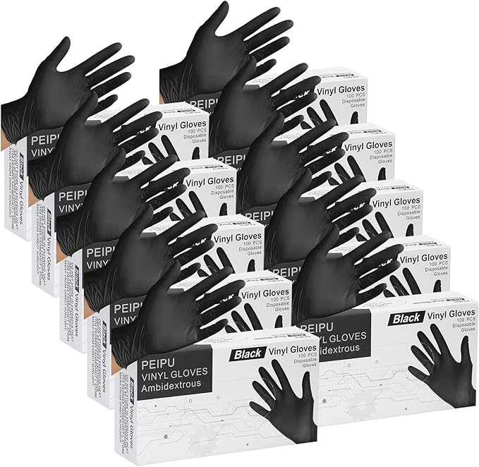 PEIPU Vinyl Disposable Gloves,Powder Free,Cleaning Service Gloves, Latex Free