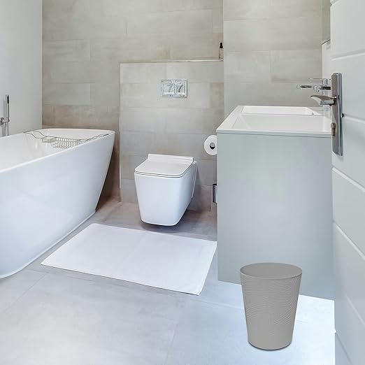 1.8 Gallons Small Trash Can, Decorative Wastebasket, Modern Leaf Pattern Design, Polypropylene Trash Can for Bathroom, Bedroom, Office (2, Grey)