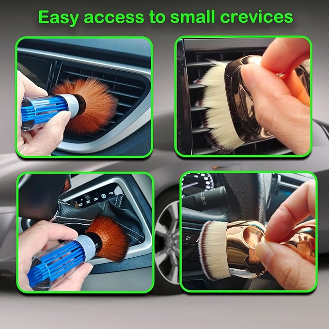 Car Interior Dusting Brush Auto Dust Sweeping Soft Detail Brush Mini Dash Duster for Car Interior Cleaning Brush for Car Air Vent & Dashboard Small Duster Car Detailing Brush Interior 2PCS
