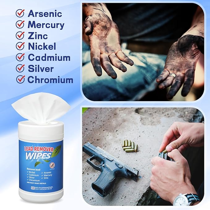 Nuanchu 2 Pack Lead Remover Wipes for Shooting 60 Count Per Canister Hand & Surface Cleaning Wipes Effectively Removes Lead, Dust, Oil & Grime Disposable Wipe for Mechanics Construction Diy (Modern)