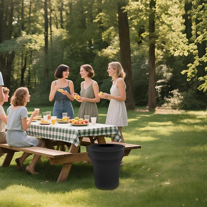 BTSKY 3Pcs Black Round Trash Can Cover 32 Gallon Stretch Spandex Trash Can Covers Outdoor Decorative Trash Bin Covers for Outside Wedding Parties Commercial Fundraiser Decor