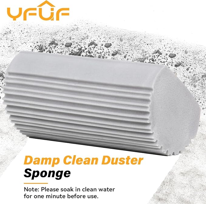 6-Pack Damp Clean Duster Sponge, Magic Sponge Eraser Baseboard Cleaner Tool, Dusters for Cleaning Blinds, Glass, Vents, Railings, Mirrors,Window Track Grooves and Faucets