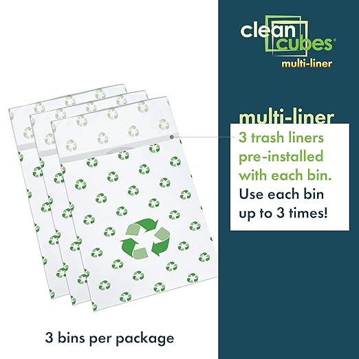 30 Gallon Disposable Pop-Up Trash Cans (3-Pack, Multi-Liner) with Fitted Bags – Foldable Garbage & Recycling Bins for Parties, Events & Kitchen (Recycle 30" H x 14" W x 17" D)