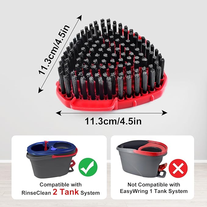 2 Pack Upgrade Scrub Brush Replace Heads Compatible with O Cedar EasyWring RinseClean 2 Tank Spin Mop, Scrubber Brush Mop Head for Ocedar Mop Scrub Brush of Hard Bristle to Floor Clean, Not for 1 Tank