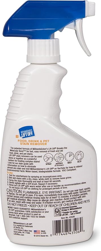 Motsenbocker’s Lift Off 99089 3-in-1 Stain Removal Kit 16-Ounce Spray Bottles Fast and Easy Removal of All Types of Stains Use for Pre-Wash Laundry Treatment Safe on Non-Washables Low VOCs, Set of 3