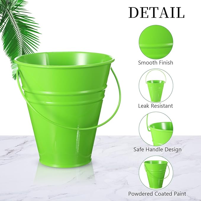 Sadnyy 12 Pack Metal Buckets with Handle, Galvanized Bucket 4.5 x 5 Inch Basket Bucket Party Supplies, Crafts for Christmas Halloween Candy Bars Vase Crafts(Horror Color)