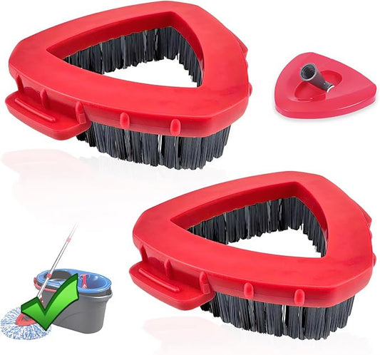 Spin Scrub Brush, 2 Pack Mop Head Replacements Compatible for O Ceda RinseClean 2 Tank System, Hard Bristle Cleaning Brush for Tile, Shower Cleaner Scrubber Brush, with Mop Base