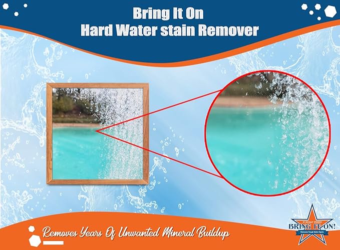 BRING IT ON! CLEANER Hard Water Stain Remover - Soap Scum, Calcium, Lime Scale, Remover for Shower Door, Tile, Glass, Fiberglass, Bathroom, Sink, Stone, Door 32 Ounce