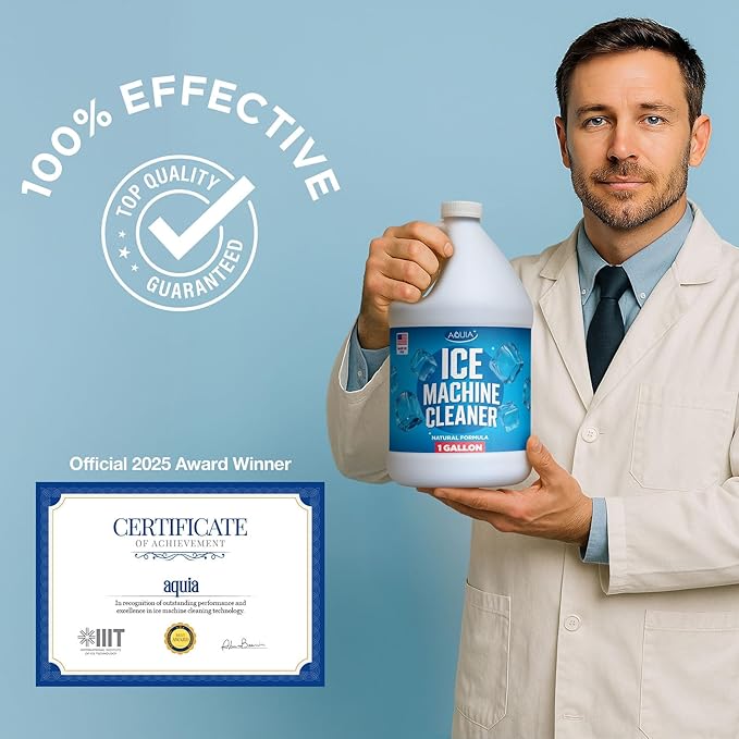 Ice Machine Cleaner and Descaler Gallon | Ice Maker Cleaner for All Brands; Opal, Scotsman, Manitowoc, Affresh, etc. Countertop Icemaker Cleaners Solution | Icemaker Cleaners and Descaler 100% Active!