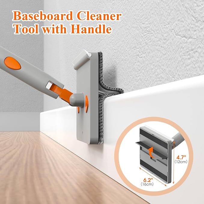 Ceiling Fan Cleaner Duster-78.7" Extendable Baseboard Cleaner Tool with Handle,4-in-1 Ceiling Fan Duster for Ceiling Fan Blades,Baseboard,Ceiling,Window,Floor,Wall-9 Reusable Pads