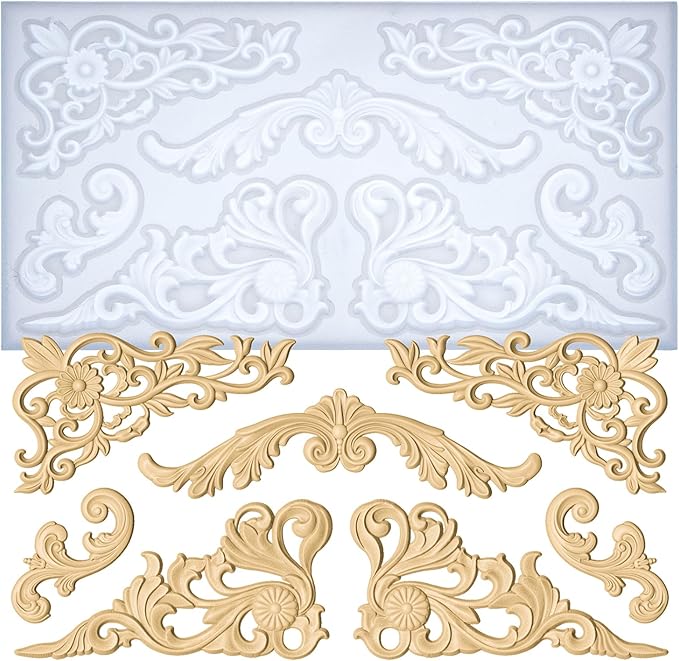 Art Molds for Polyclay Air Dry Clay Plaster Epoxy Resin Fondant Cake Decor Rococo Embellishment
