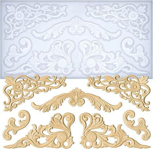 Art Molds for Polyclay Air Dry Clay Plaster Epoxy Resin Fondant Cake Decor Rococo Embellishment