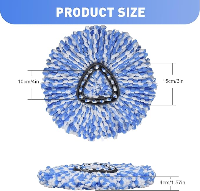 6 Pack Mop Replace Head Compatible with O Cedar Mop 2-Tank RinseClean, Spin Mop Refills, Microfiber mop Head Replacement, Deep Cleaning and Machine Washable