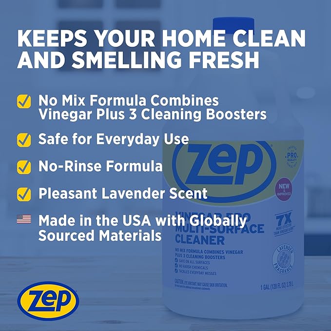 Zep All-Purpose Cleaner With Vinegar - 1 Gallon (Case of 4) R48410 - Gentle for Everyday Use