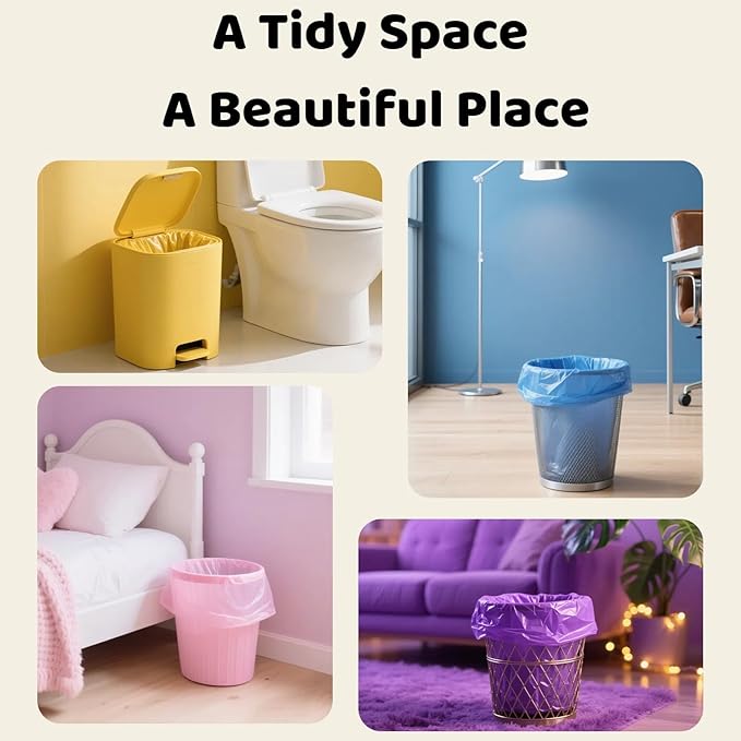 Bathroom Small Garbage Bags – 100 Count Colorful Bathroom Trash Bags, 5 Gallon Durable Plastic Bags Liners with Kitchen,20L Bins