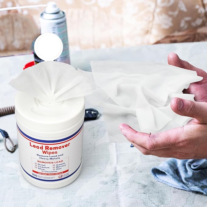 Nuanchu 2 Pack Lead Remover Wipes 300 Count Hand & Surface Cleaning Wipes for Shooting Effectively Removes Lead Dust Oil Grime Disposable Towels for Mechanics Construction DIY, 150 Count Per Canister