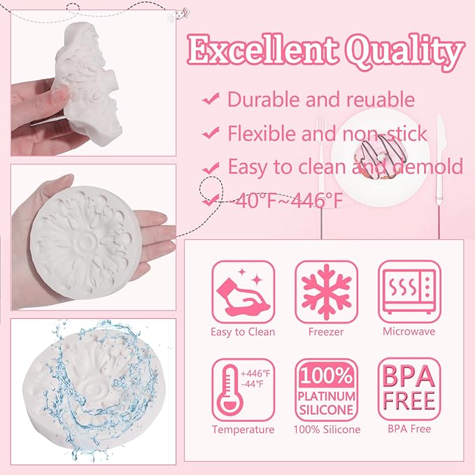 1 Pcs Baroque Fondant Chocolate Molds, European Relief Silicone Molds for Cake Decoration, Perfect for Making Candies, Cookies, UV Resin, Clay Projects, Plaster Crafts, Reusable