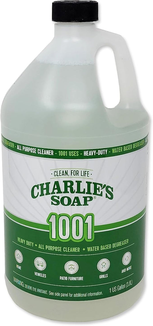Charlie's Soap 1001 Cleaner - Heavy Duty Biodegradable Concentrated All Purpose Water Based Degreaser (1 Gallon, 1 Pack) - Safe Residential, Commercial, & Janitorial Cleaner