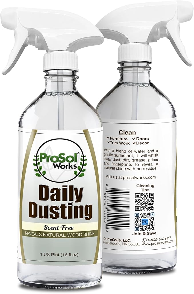 Daily Dusting Spray Surface Cleaner 16 oz - Wood Cleaner Cleaning Spray for Tables, Banisters, Old Wooden Cabinet, Doors, Decors & Antique Restorer Revealing Natural Shine