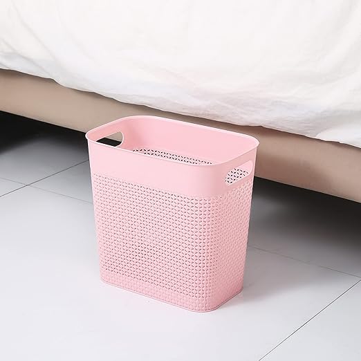 UUJOLY Plastic Small Trash Can Wastebasket, Garbage Container Basket for Bathrooms, Laundry Room, Kitchens, Offices, Kids Rooms, Dorms, (Pink, 2 Pack/3 gallons)