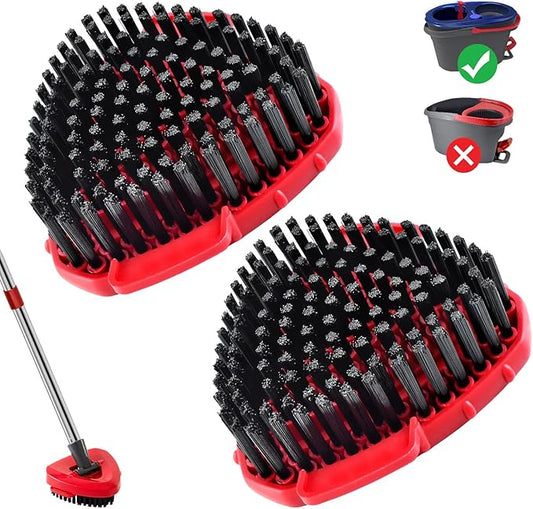 2 Pack Upgrade Scrub Brush Replace Heads Compatible with O Cedar EasyWring RinseClean 2 Tank Spin Mop, Scrubber Brush Mop Head for Ocedar Mop Scrub Brush of Hard Bristle to Floor Clean, Not for 1 Tank