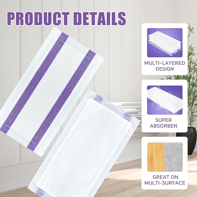 50 Count for Swiffer Wet Jet Pads, Disposable Wet Jet Pads, for Swiffer Wet Pads Refill for Spray Mop, All-Floor Cleaning Pads Safe for Hardwood & Multi-Surface