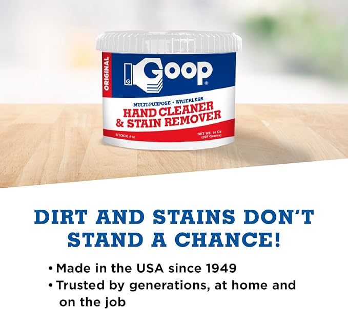 GOOP Multi-Purpose Hand Cleaner- Waterless Hand Degreaser, Laundry Stain Remover - NonToxic and Biodegradable Cleaner Remove Dirt, Oil, Paint, Ink, and Clothes Stains Original, 14oz Pack of 1